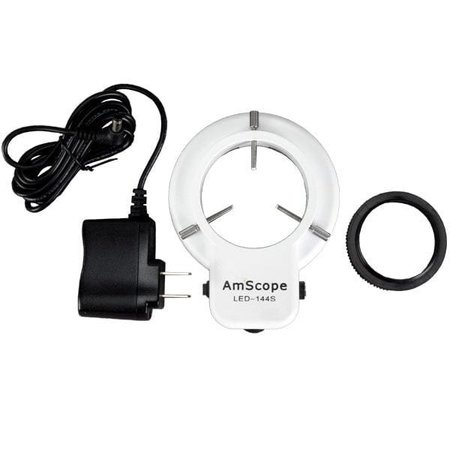 AMSCOPE 144 LED Adjustable Compact Microscope Ring Light + Adapter LED-144S